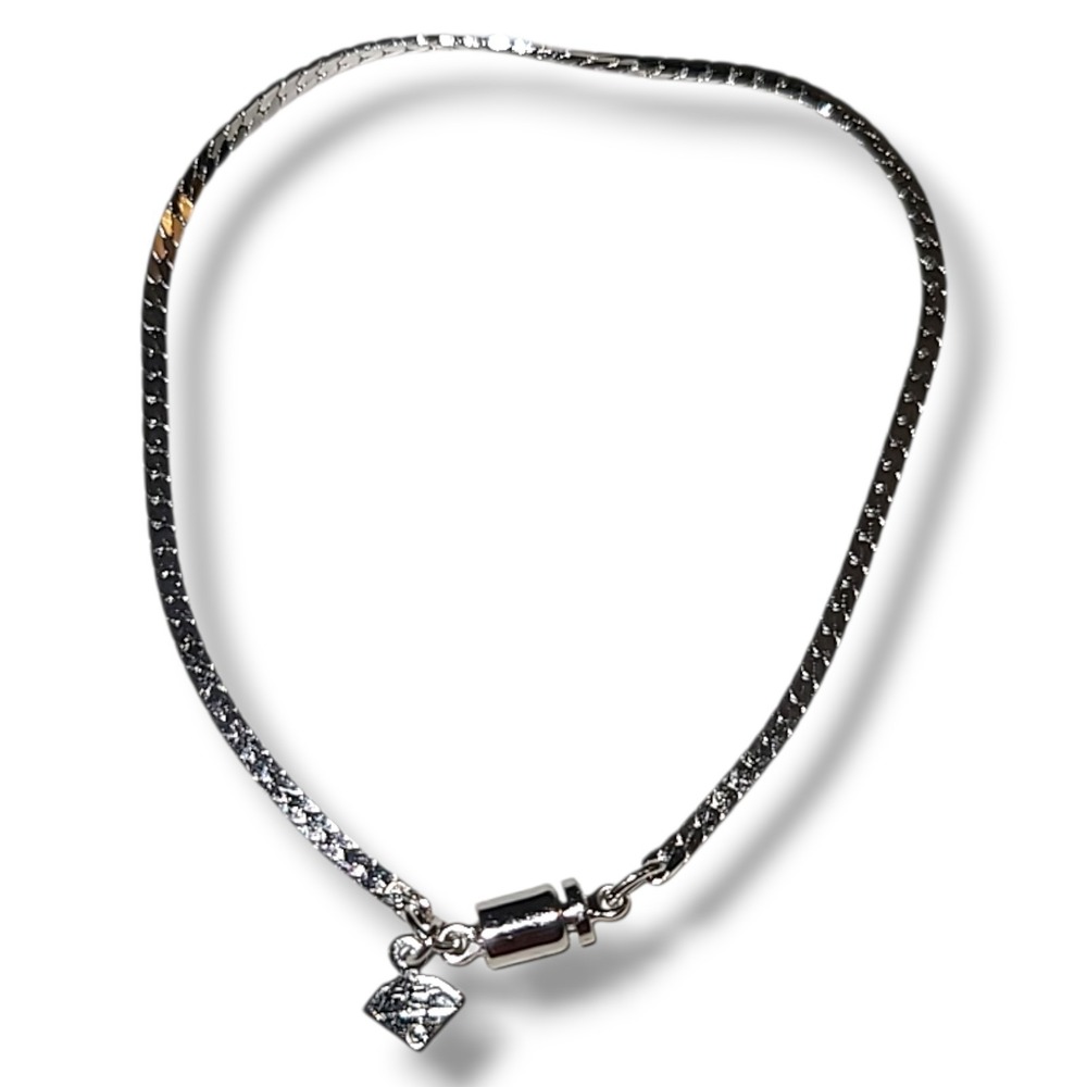 Vintage CCI Silver Tone Herringbone Chain‎ Bracelet 7" Signed
